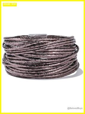 Layered Boho Chunky Wrap Bracelet Stackable Faux Leather Magnetic Clasp